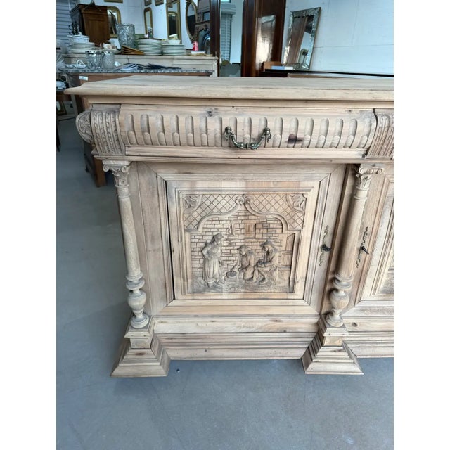 19th Century French Country Solid Walnut Bleached Sideboard / Buffet. For Sale - Image 12 of 14