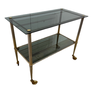 1950s Vintage French Brass Bar Cart