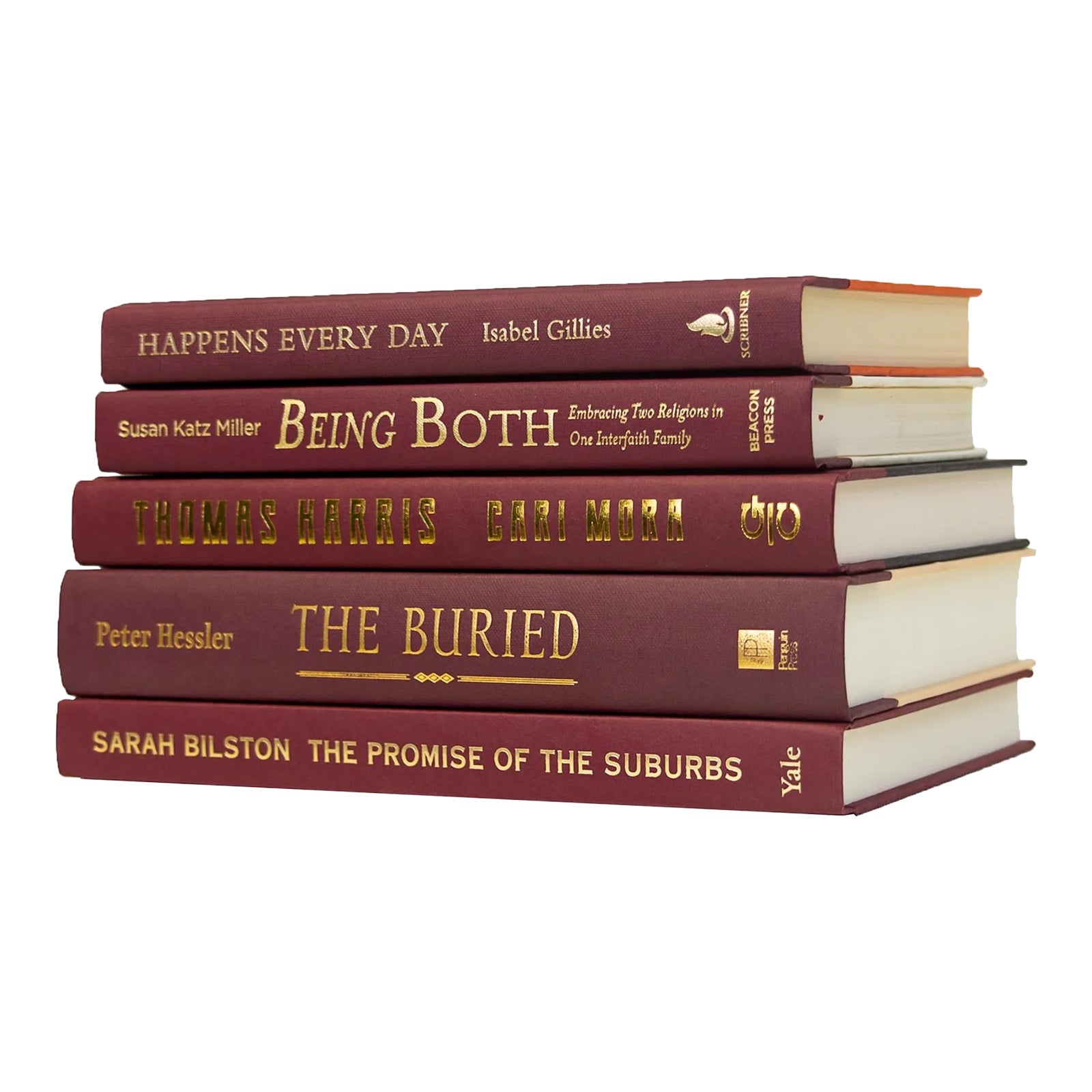 Decorative Books - Merlot Book Stack - 5 Red Books | Chairish