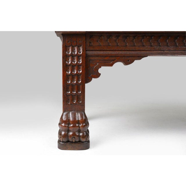 Antique Gothic French Oak Carved High Back Panel Bench, 1700s For Sale - Image 14 of 16
