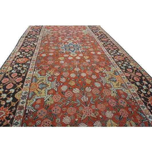 Late 19th Century 1890s Red Geometric Antique n.w. Persian Rug 6'3"x15'2" Handknotted Wool Carpet Runner For Sale - Image 5 of 8