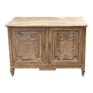 19th Century French Cerused and Carved Pine Cabinet / Credenza / Sideboard For Sale