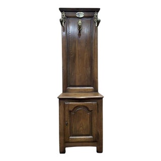 Louis XIV Style Oak Coat Rack with Chest For Sale