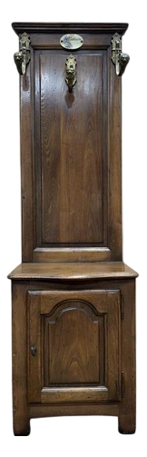 Louis XIV Style Oak Coat Rack with Chest