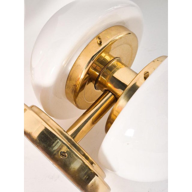 White Mid-Century Modern Model Bau Brass Ceiling Lamp by Klaus Michalik, 1960s For Sale - Image 8 of 11