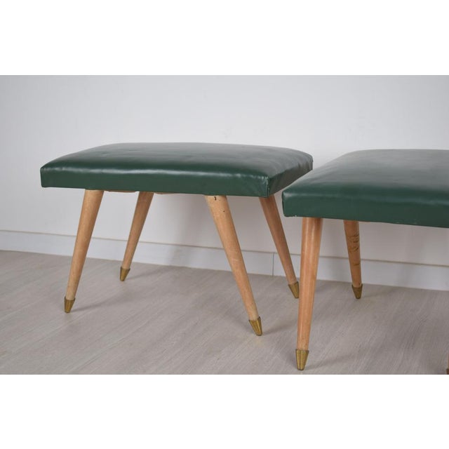 Elegant pair of Italian benches from the 1950s, characterized by clean lines and the modernist aesthetic typical of...