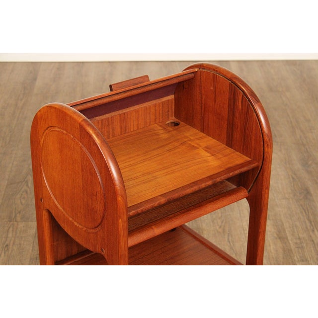 Danish Modern Teak Roll Top Telephone Stand For Sale - Image 4 of 12