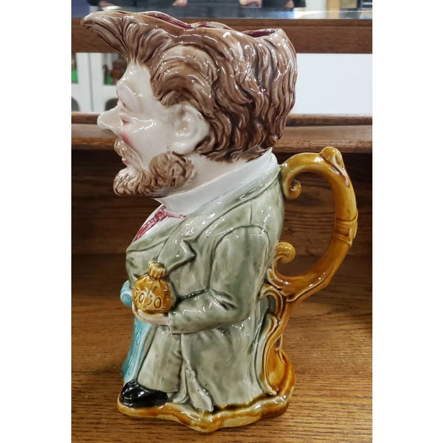 Early 20th Century Early 20th Century French Onnaing Majolica Camille Pelletan Figural Pitcher For Sale - Image 5 of 7