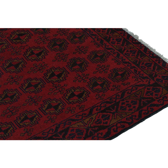 Rug & Kilim Rug & Kilim’s Baluch Tribal Runner Rug in Burgundy Red With Geometric Patterns For Sale - Image 4 of 7