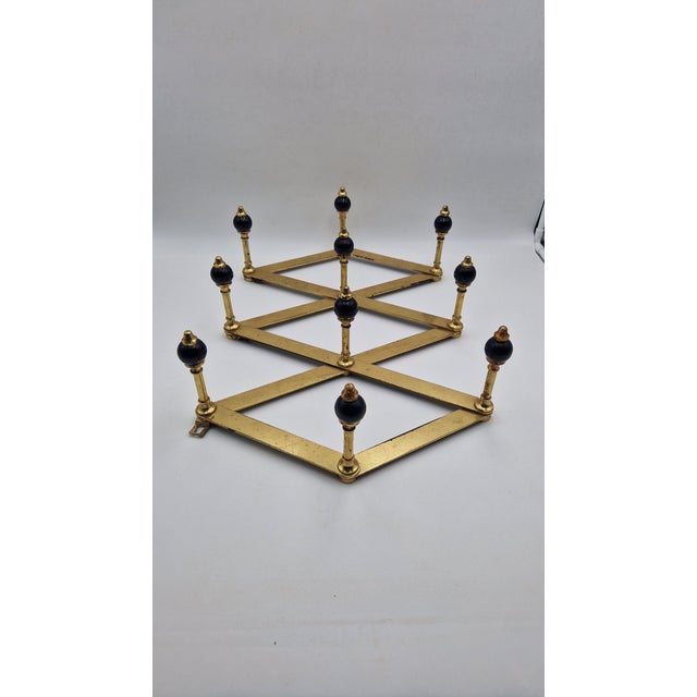 Mid-Century Modern Model AT4 Coat Hanger in Brass with Black Bakelite Spheres by Luigi Caccia Dominioni for Azucena, 1950s For Sale - Image 3 of 12