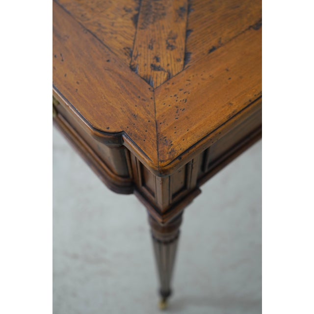 Brown Lillian August Parquet Inlaid 1 Drawer Game Table For Sale - Image 8 of 17