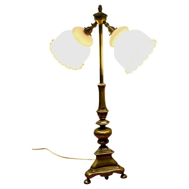White Brass Twin Angled Reading Lamp, 1920 For Sale - Image 8 of 8