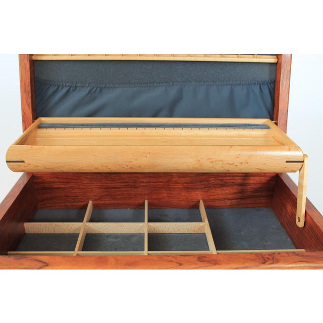 Vintage Handmade Inlaid Marquetry Wood Jewelry Box For Sale - Image 13 of 15
