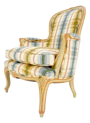 Funky Upholstery Painted & Carved Frame French Ballon Back Arm Lounge Chair MINT