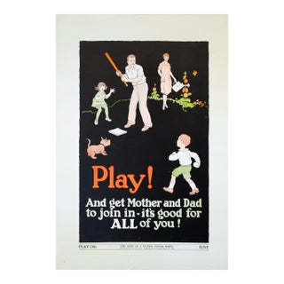 1937 American Hope of a Nation Poster Series, Play! - Family Baseball For Sale