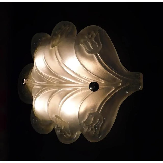 White 1960s Murano Glass Leaf Flush Mount For Sale - Image 8 of 8