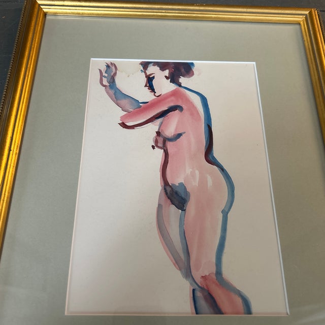 1970’s original abstract female nude watercolor painting. Painting measures approximately 6x9 and overall measures...