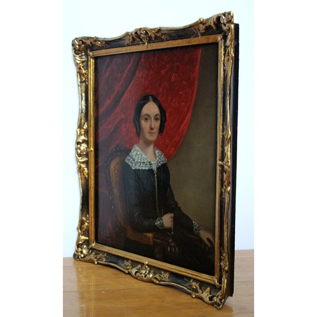 Biedermeier Artist, Portrait of a Young Lady Seated, Oil on Canvas, 1840, Framed, in Flawless conditions. Designed 1890 to...