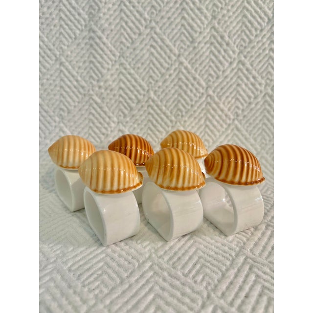 Ceramic Vintage Audrey Porcelain Seashell Napkins Rings - A Set of 6 For Sale - Image 7 of 7