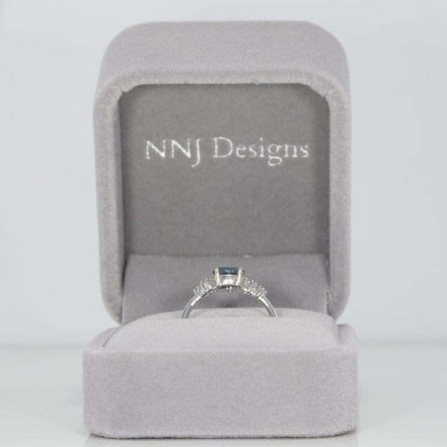 Natural Montana Sapphire Ring With Earth-Mined Diamond Accents: Solid 14k Gold, Size 6.75 For Sale - Image 4 of 9