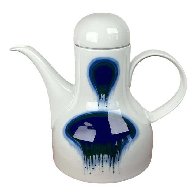 Vintage German Blue and White Ceramic Tea or Coffee Pot Model 677/3 from Fürstenberg, 1970s For Sale