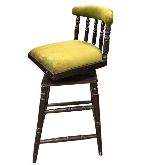 1920s Antique Shabby Chic Bar Chairs, Revolving British Colonial Bar Stools For Sale - Image 5 of 8