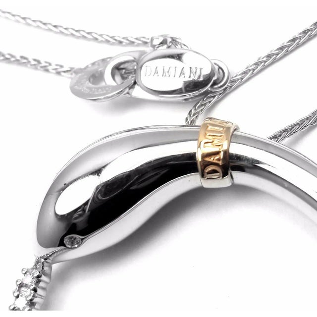 Silver Damiani Infinito 18k White Gold Diamond Snake Pendant Necklace For Sale - Image 8 of 8