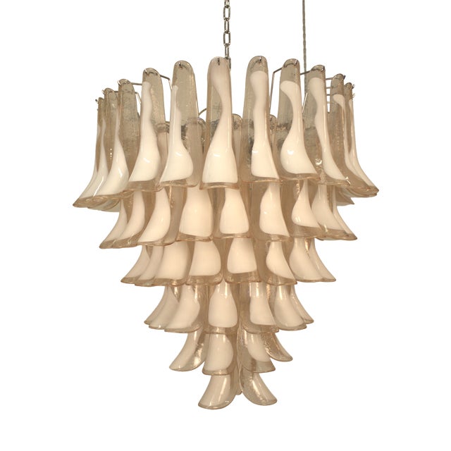 Murano Glass Petal Chandelier attributed to Sergio Mazza for Mazzega, 1950s For Sale