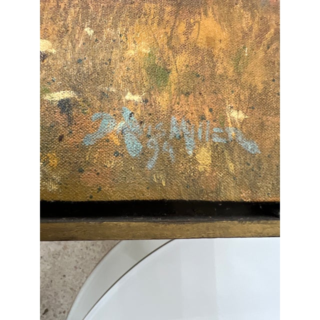 Wood Vintage Large 37”x 25” Signed 1994 Plein Air Beach Landscape / Seascape, Oil on Canvas For Sale - Image 7 of 12