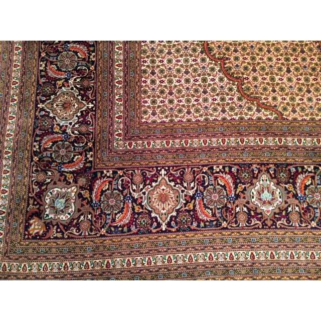 Antique Persian Tabriz Mahi Rug, Hand-Knotted Wool & Silk, Herati Geometric Pattern, 10x13 For Sale - Image 13 of 16