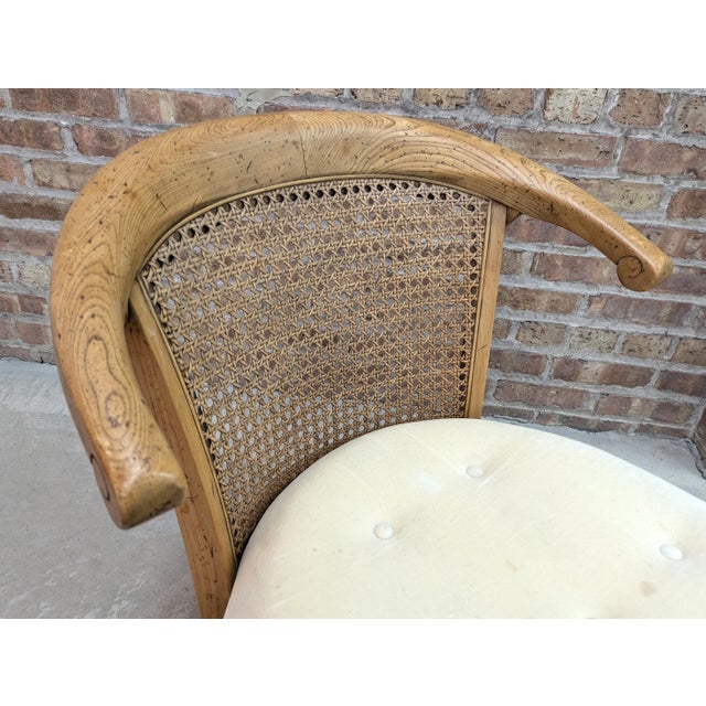 Wood 1990s French Country Oak & Cane Back Slipper Chairs - Set of 2 For Sale - Image 7 of 9