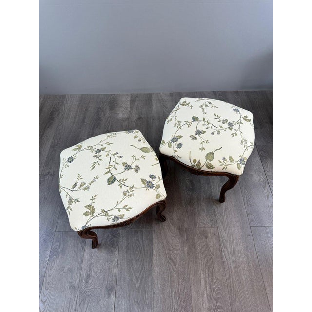 Set of 19th Century Louis XV Armchairs and Ottomans, 1890s, Set of 4 For Sale - Image 9 of 13