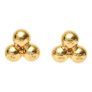 1990s Chanel Signed 3 Logo CC Cluster Ball Sphere Clip on Gold Plated Earrings 90's - 2 Pieces