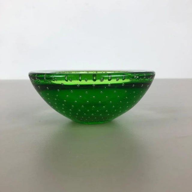 Green Bullicante Murano Glass Ashtray, Italy, 1970s For Sale - Image 12 of 15