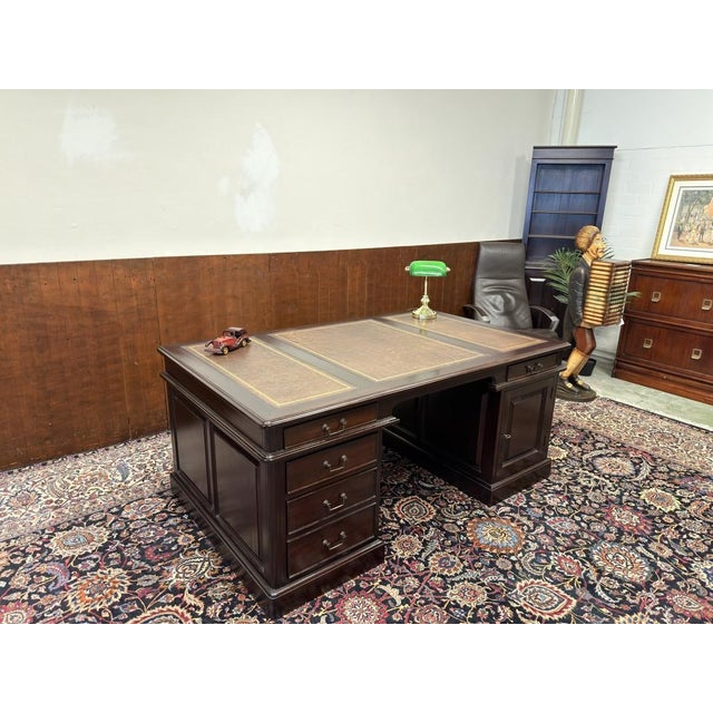 Large English Partner Desk For Sale - Image 3 of 18