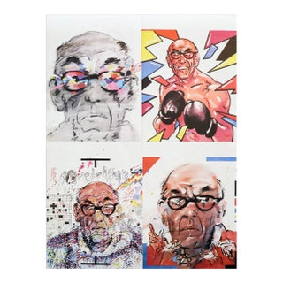 1985 Polish Portrait Poster, Henryk Tomaszewski (Four Portraits of a Man With Glasses) For Sale