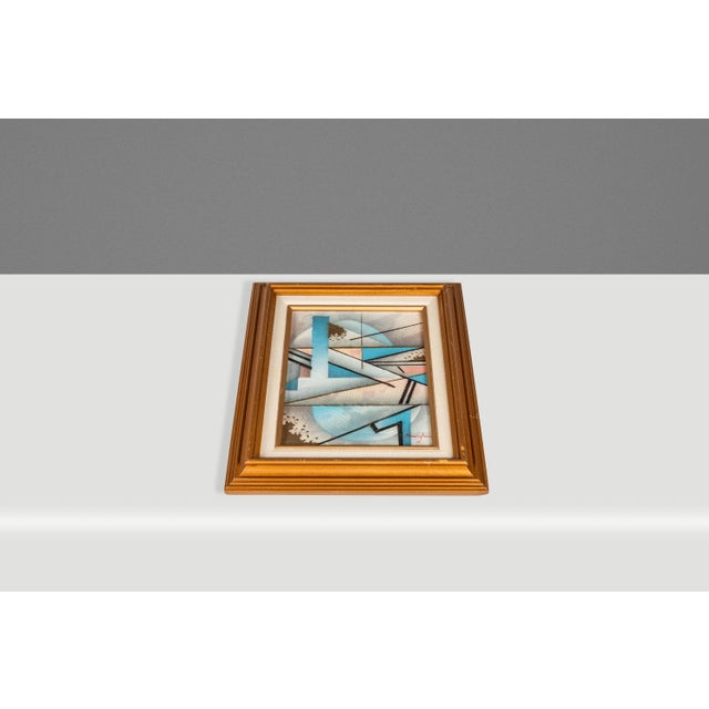1980s Framed / Signed Mid-Century Modern Geometric Abstraction Oil on Canvas Painting by Fred Blassingham, Usa, C. 1980s For Sale - Image 5 of 15