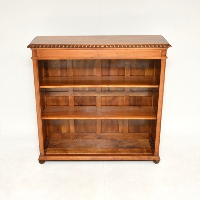 Antique Walnut Open Bookcase, 1920 For Sale - Image 4 of 11