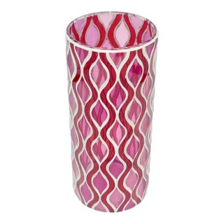 Vintage 1960s Mod Pink Swirl Glass Vase 8.25"h For Sale