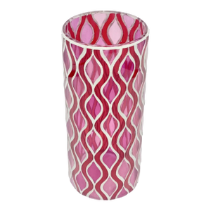 Vintage 1960s Mod Pink Swirl Glass Vase 8.25"h