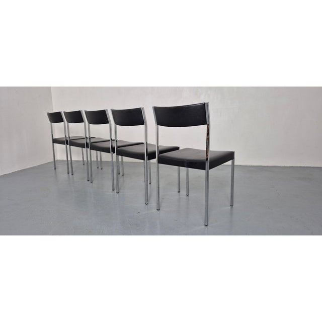 Minimalist Side Chairs by Ernst Lauclair for Girsberger, Switzerland, 1960s, Set of 5 For Sale - Image 9 of 18