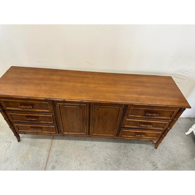 1950s Vintage Dixie Aloha Faux Bamboo Triple Dresser For Sale In Miami - Image 6 of 13