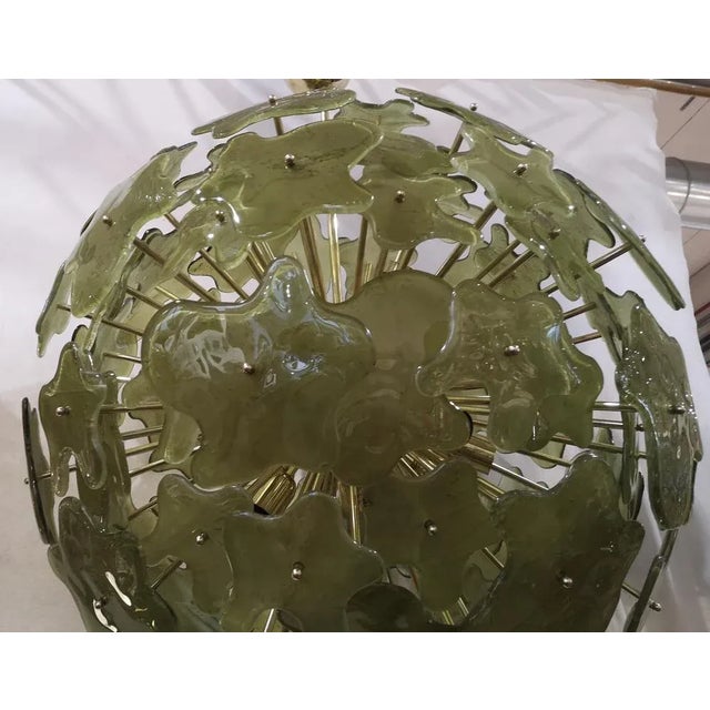 Mid-Century Modern Vintage Sputnik Green Chandelier in Murano Art Glass, 2000 For Sale - Image 3 of 9