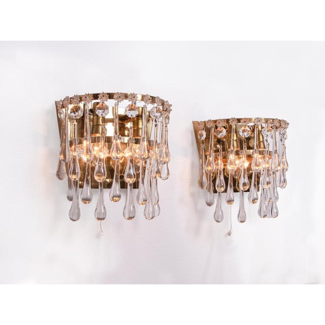 Vintage Teardrop Chandelier in Crystal Glass & Brass, 1960s For Sale - Image 12 of 13