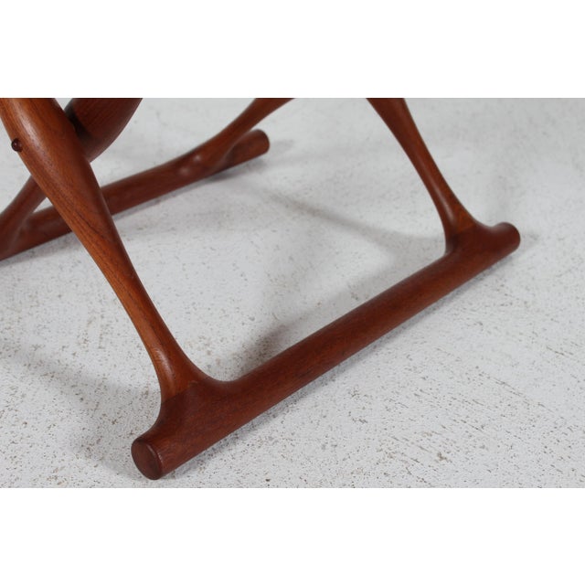 Wood Vintage Danish Stool in Teak and Leather by Poul Hundevad, 1960s For Sale - Image 7 of 10