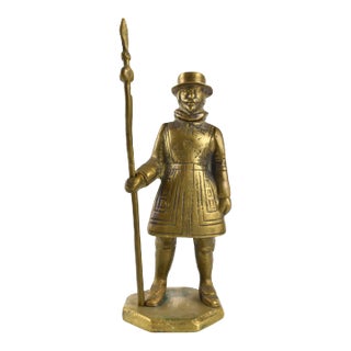 Mid 20th Century Solid Brass English Yeoman Beefeater Figure Model For Sale