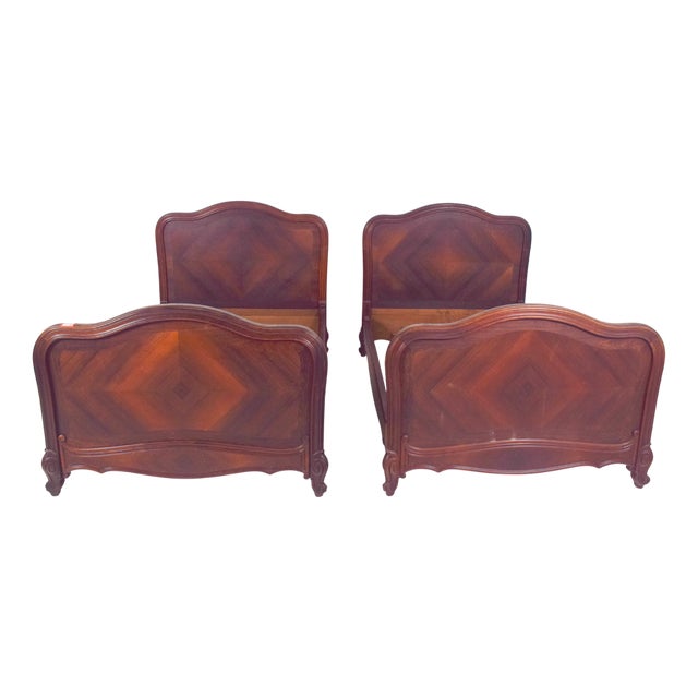Louis XV Rosewood Veneered Single Beds, 1890, Set of 2 For Sale