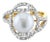 Freshwater Pearl Diamond Ring .32cttw 14k Yellow Gold, Size 5 For Sale