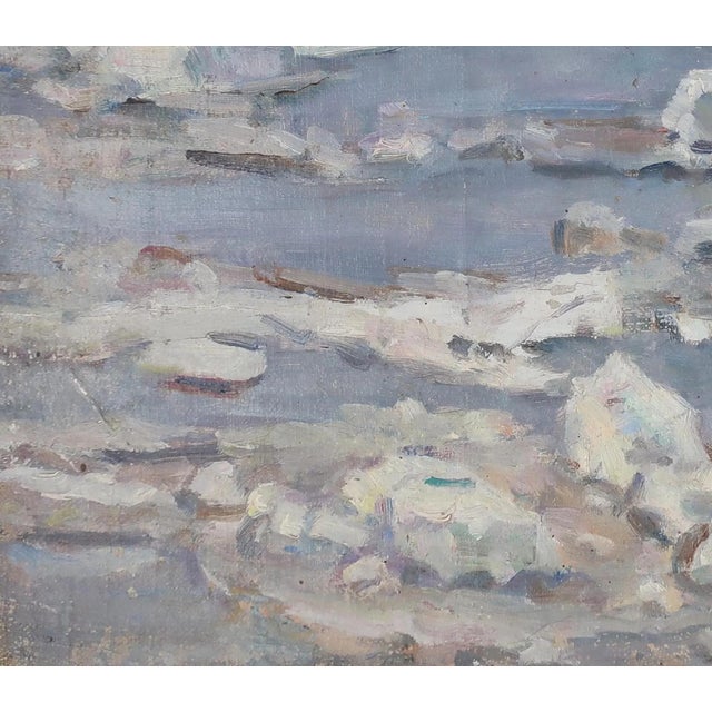 1970s 1970s Original Impressionist Winter Landscape Oil Painting, Ukrainian Art 32-37 For Sale - Image 5 of 6