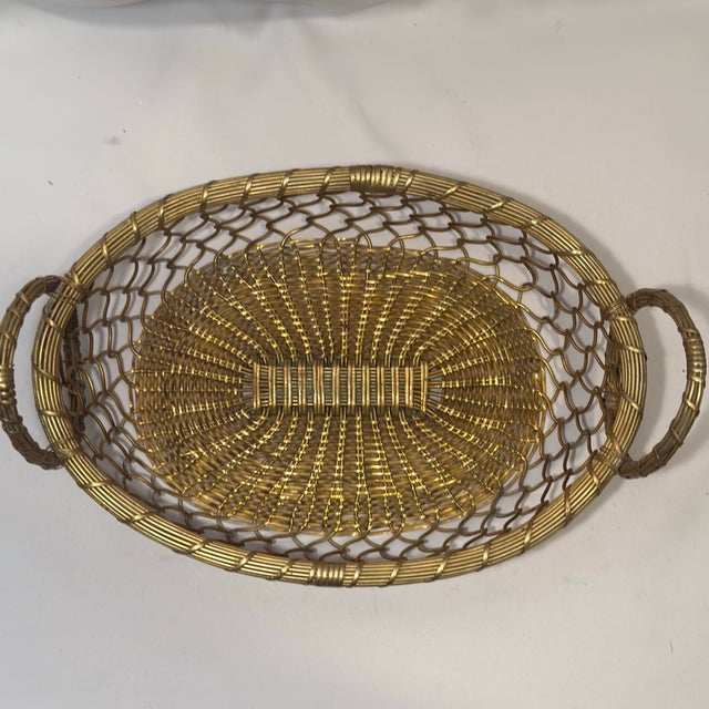 Vintage Castilian Imports Woven Brass Tabletop Baskets - Set of 2 For Sale In Mobile - Image 6 of 11
